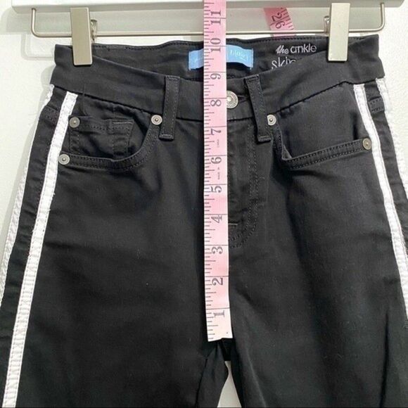 7 For All Mankind size 23 b(air) The Ankle Skinny black jeans white stripe 505B3 - Picture 13 of 15